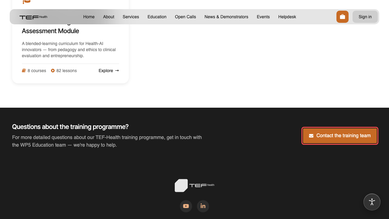 The contact link at the foot of the Education page