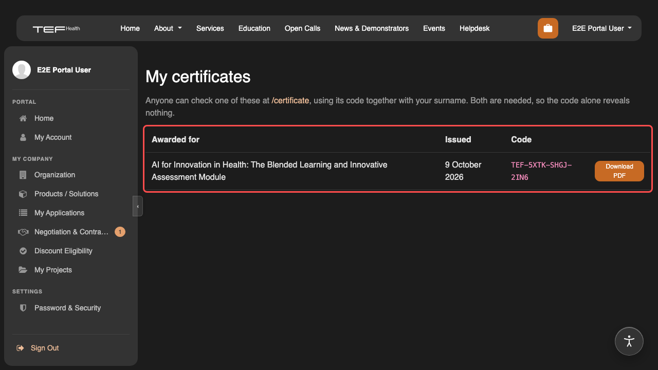 My certificates