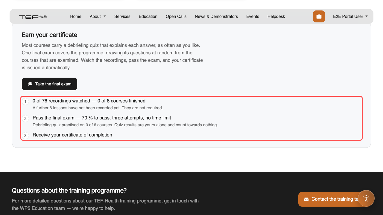 The three steps on the programme page