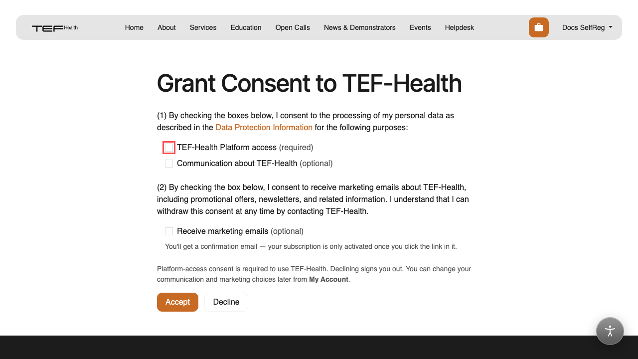 First-login consent