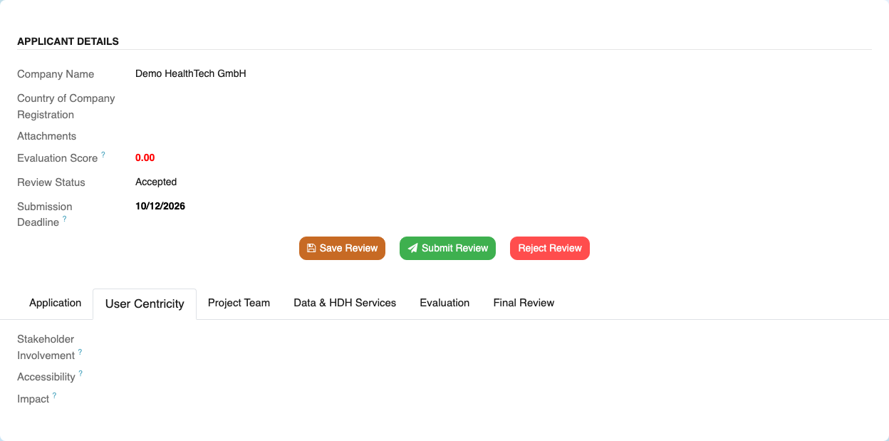 Call 3 review — User Centricity tab